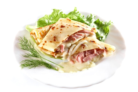 Блинчики с ветчиной и сыром